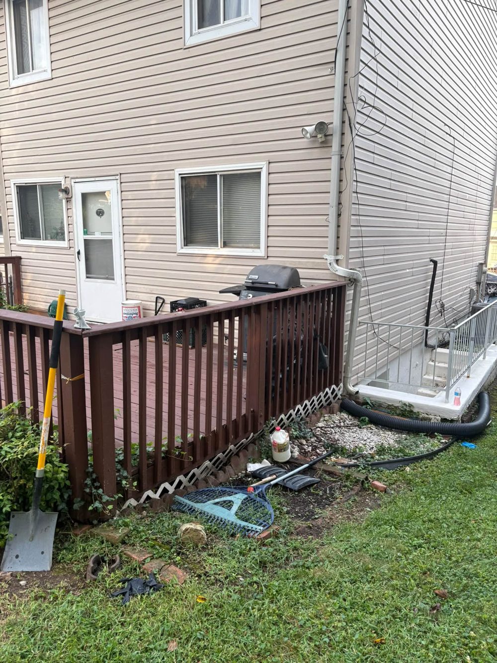 Before: Side yard cleanup & new mulch bed
