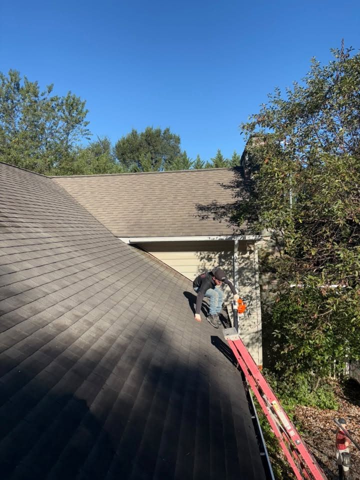Gutter work on a roofline
