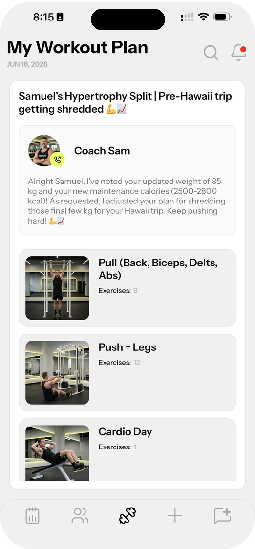 KEEPON workout app screen