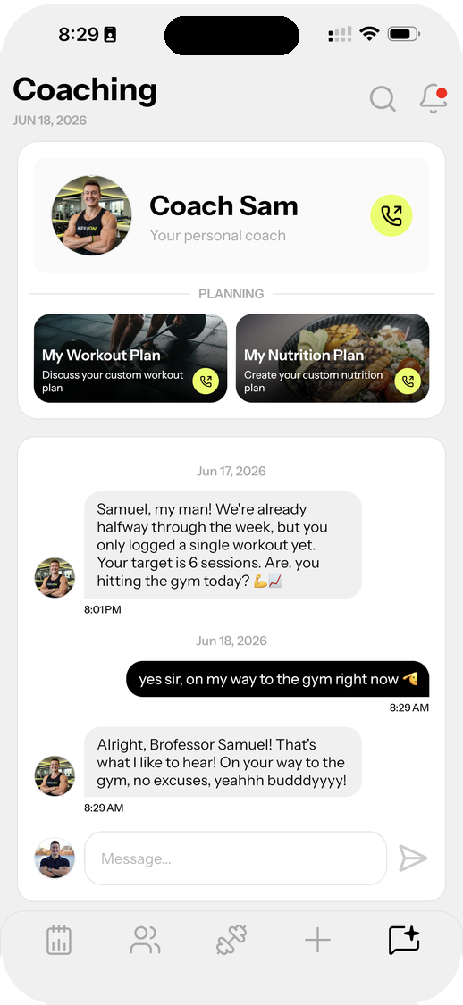 Coach Sam app screen