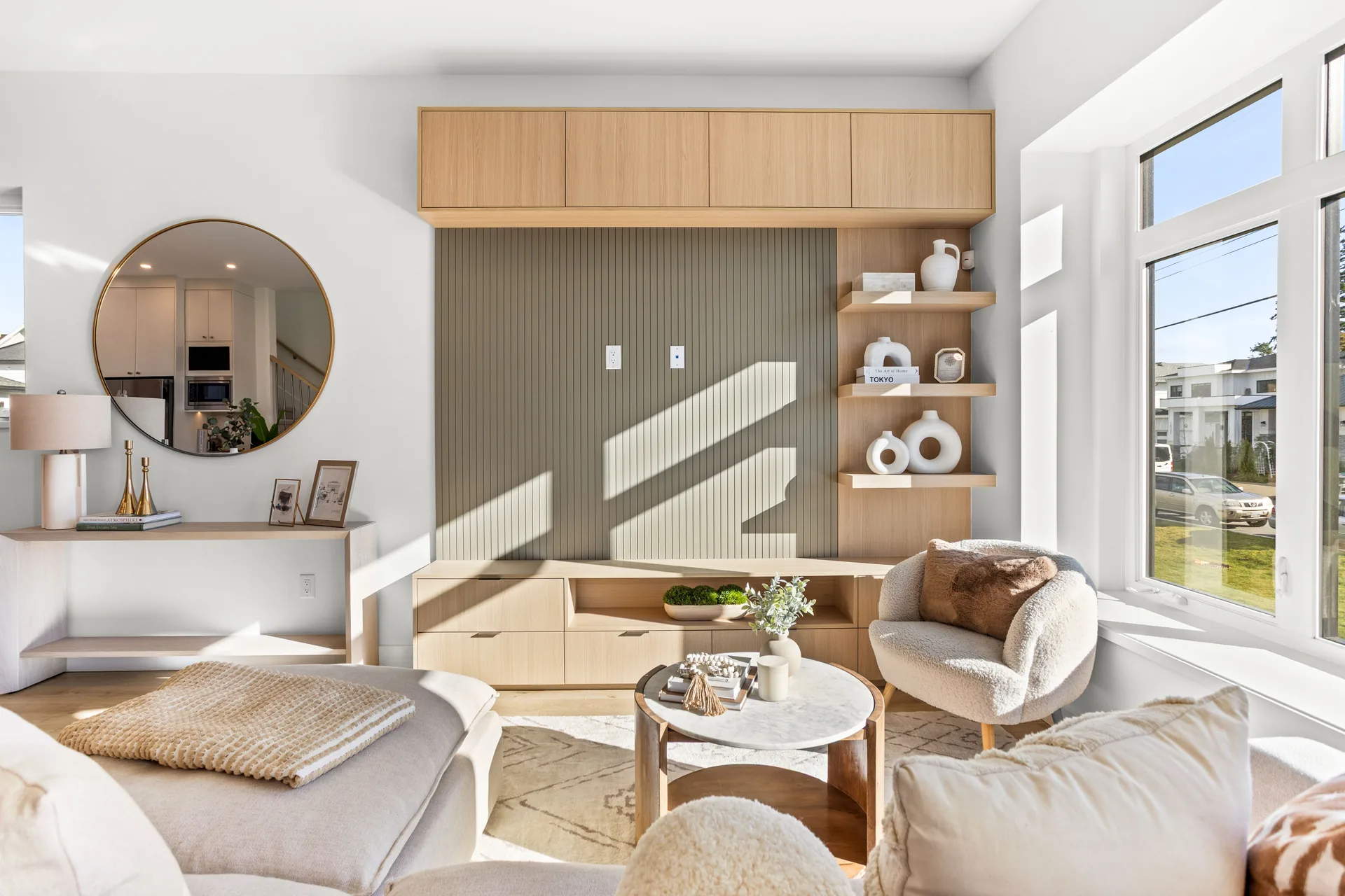 media wall with built-in shelves Surrey