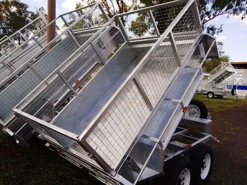 8x5 tandem hydraulic tipper trailer with cage, tipped up