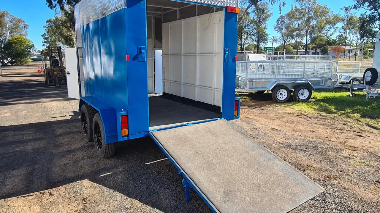 Enclosed 12x6 trailer with rear loading ramp down