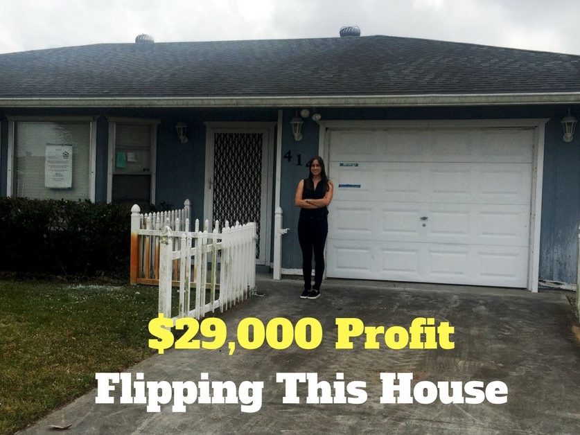 Allie, Lex Levinrad student, in front of a house she flipped