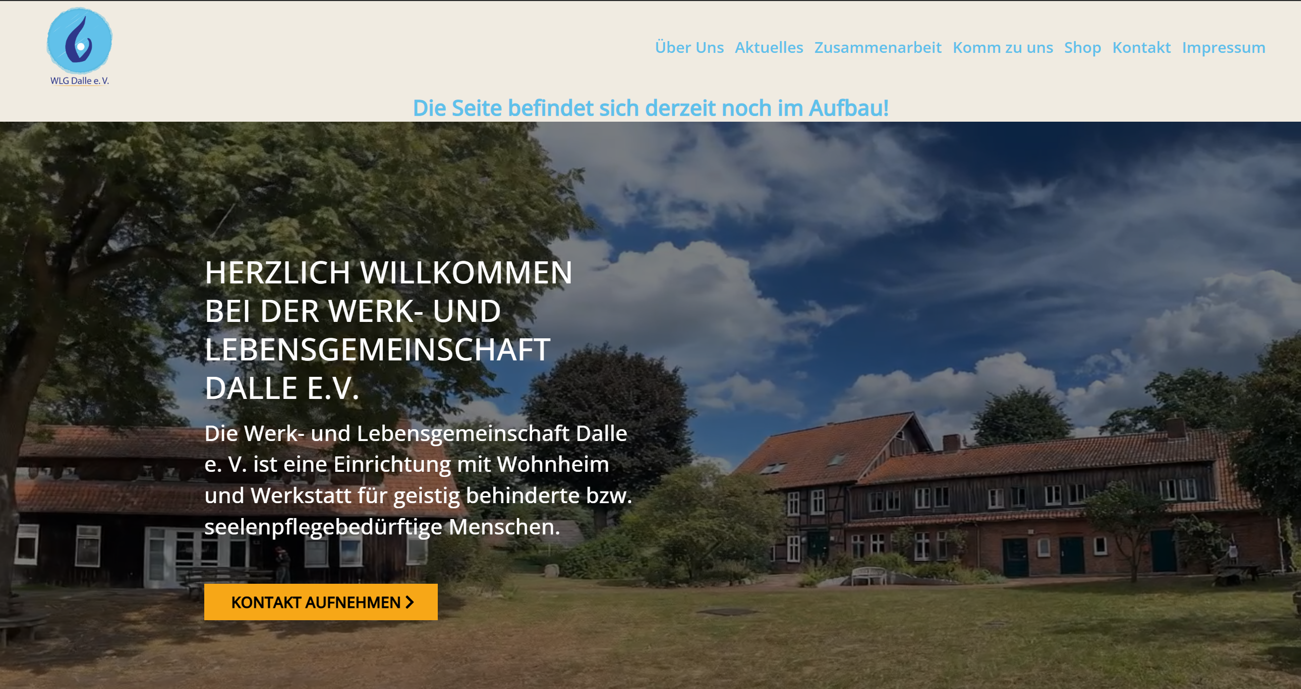 Screenshot einer Website der Werk- und Lebensgemeinschaft Dalle