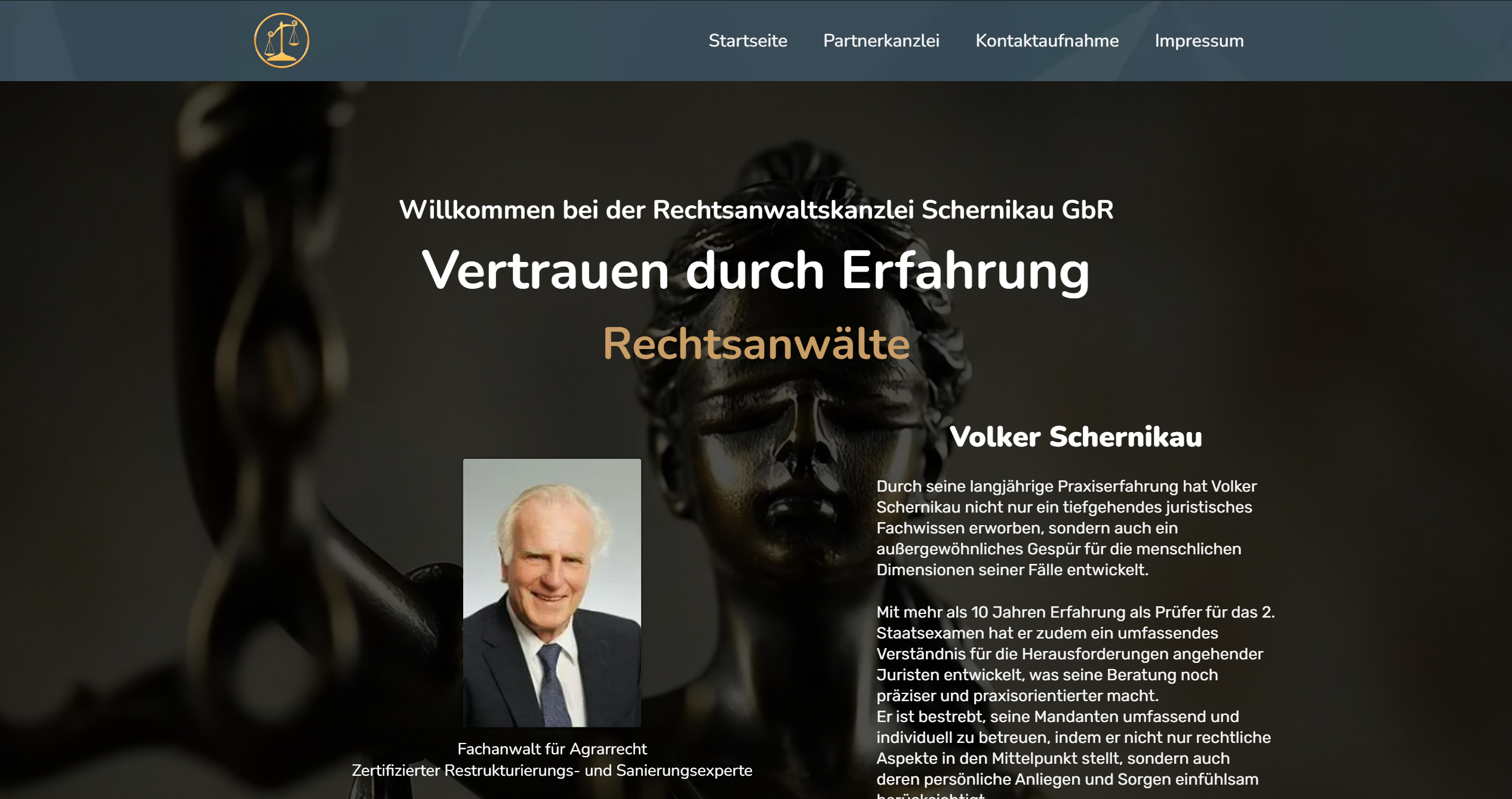 Screenshot einer Website der Rechtsanwaltskanzlei Schernikau