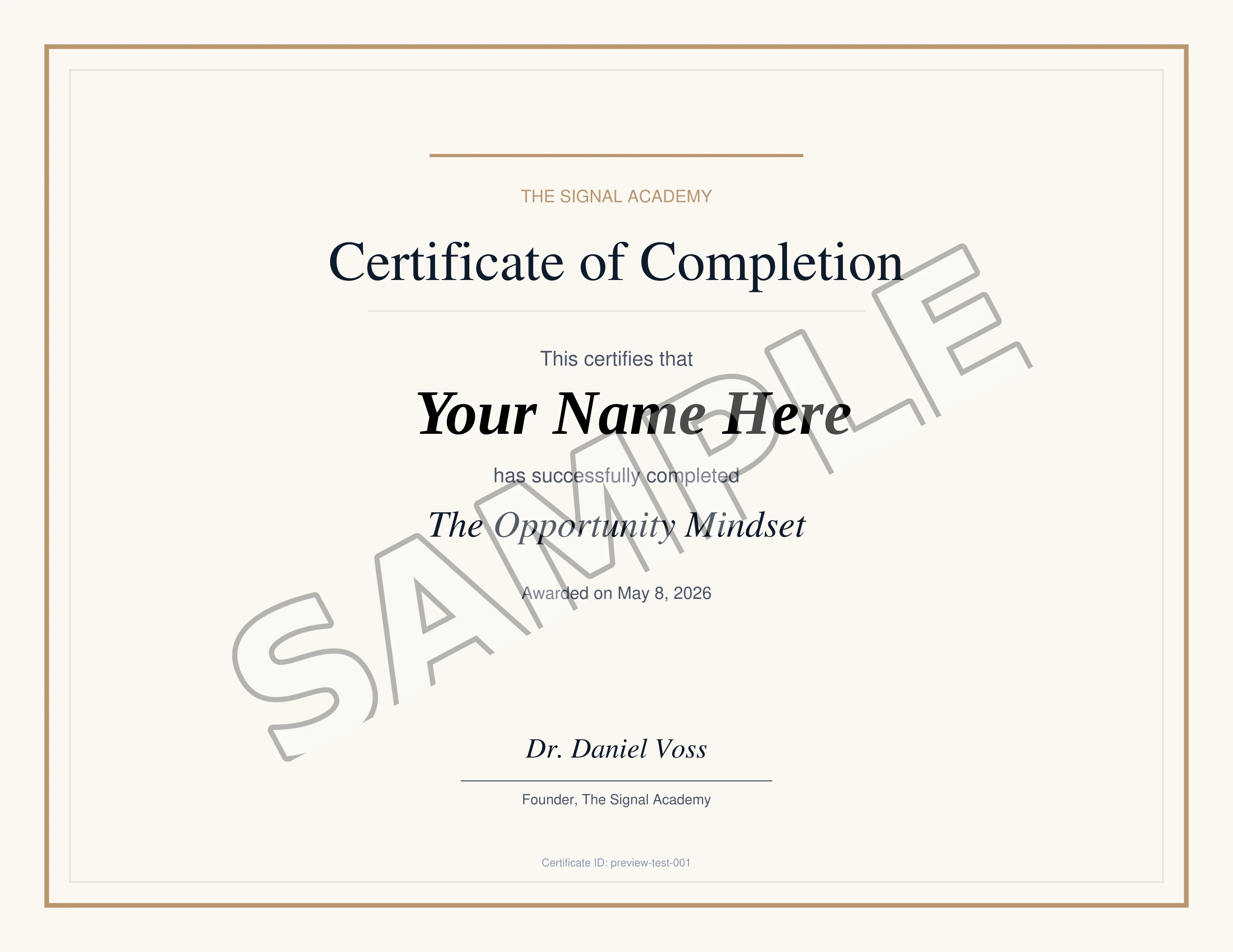 The Opportunity Mindset certificate preview