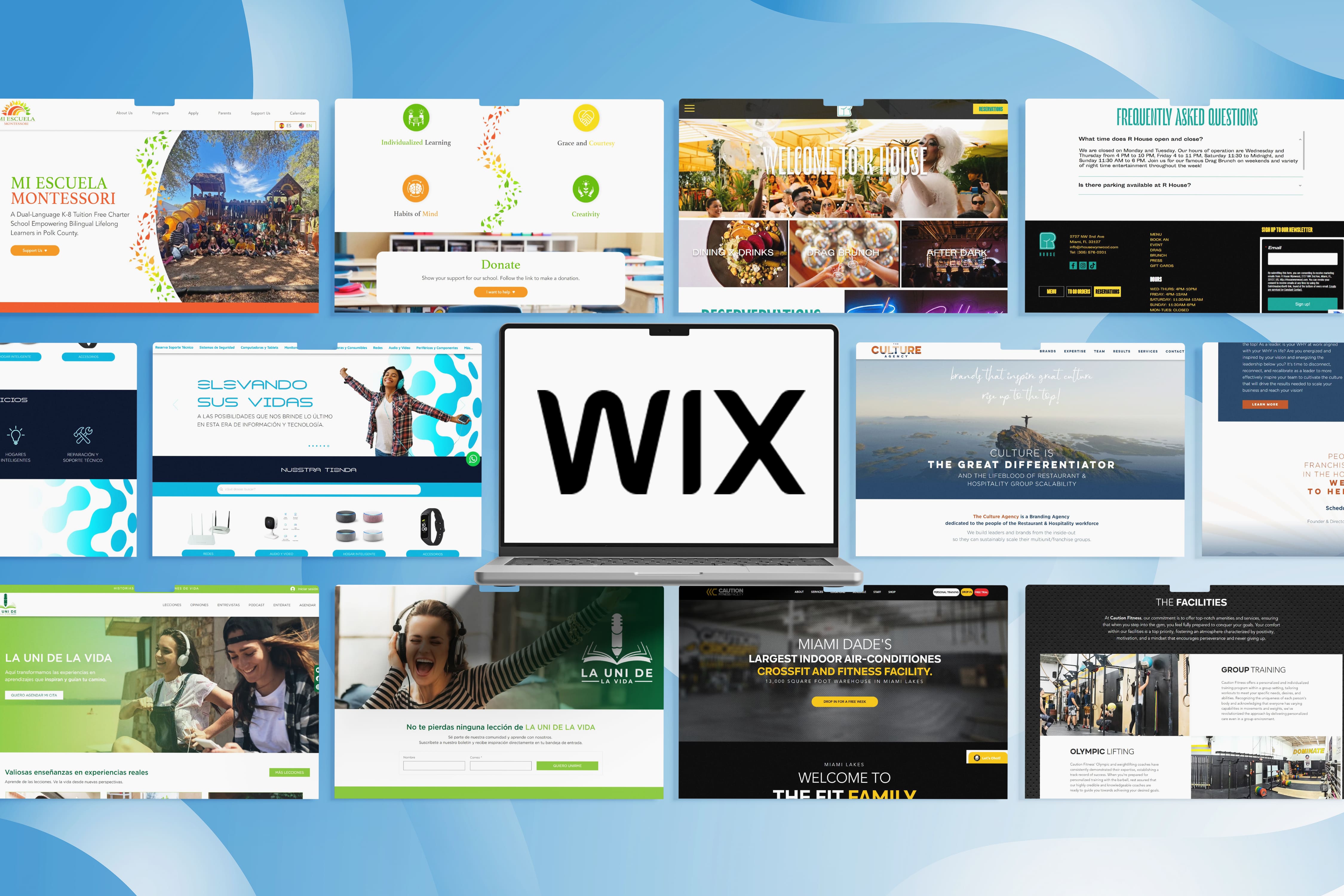 Different websites created on Wix