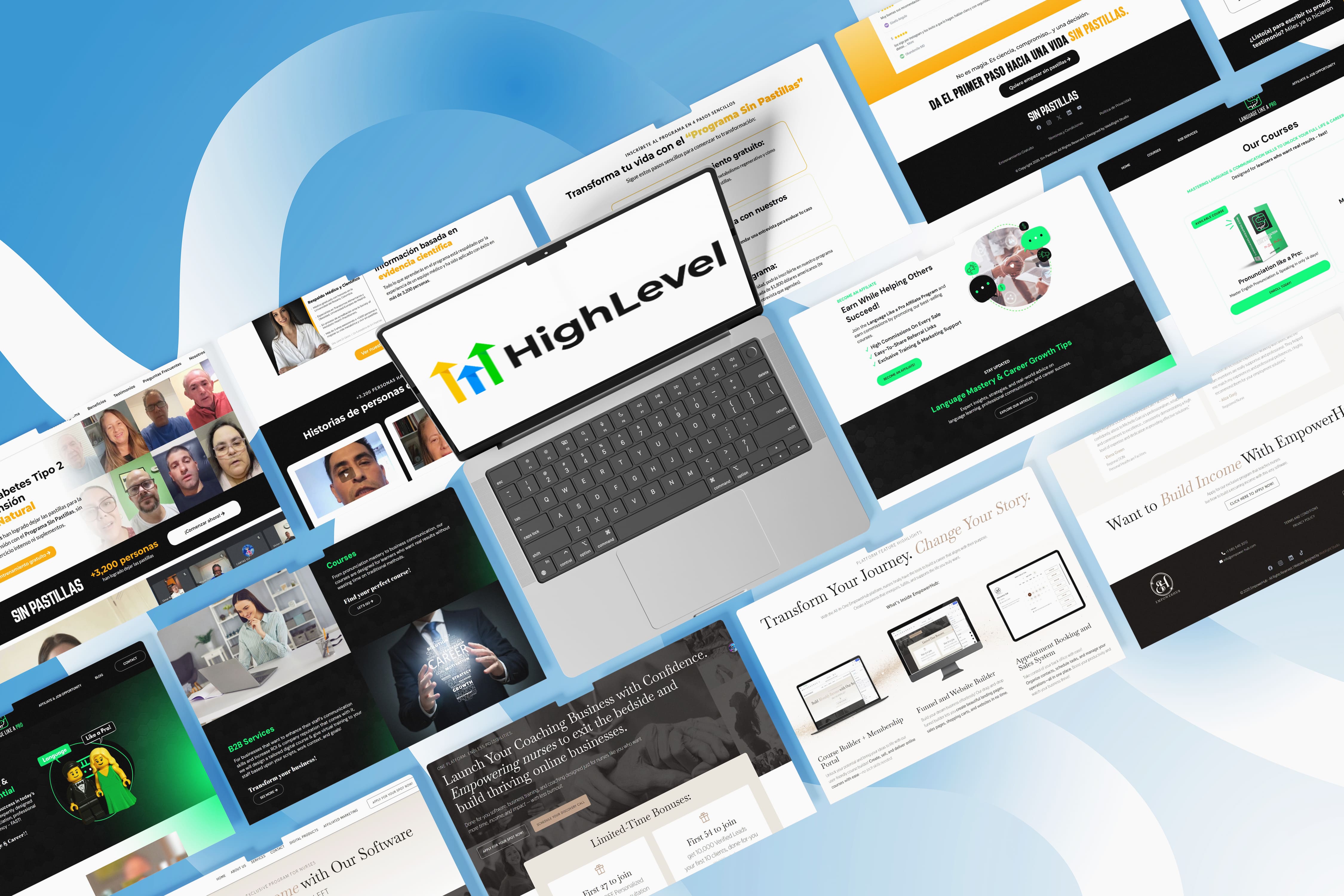Different  websites created on GoHighLevel