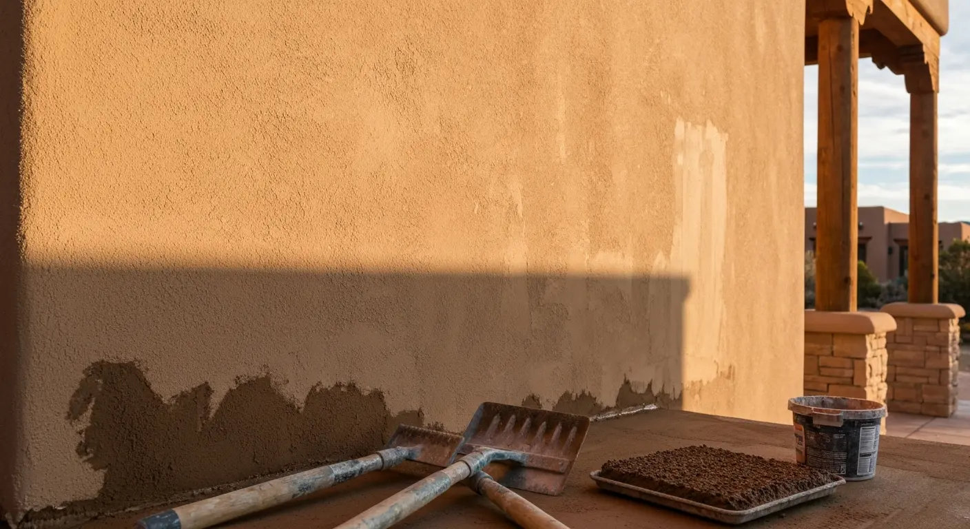 Stucco repair work on mountain property