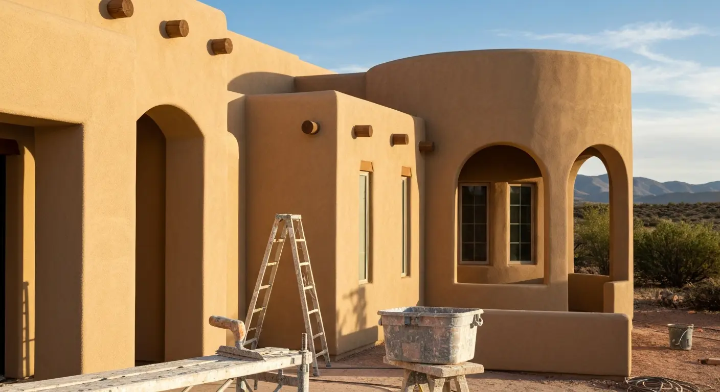 Stucco installation on new home