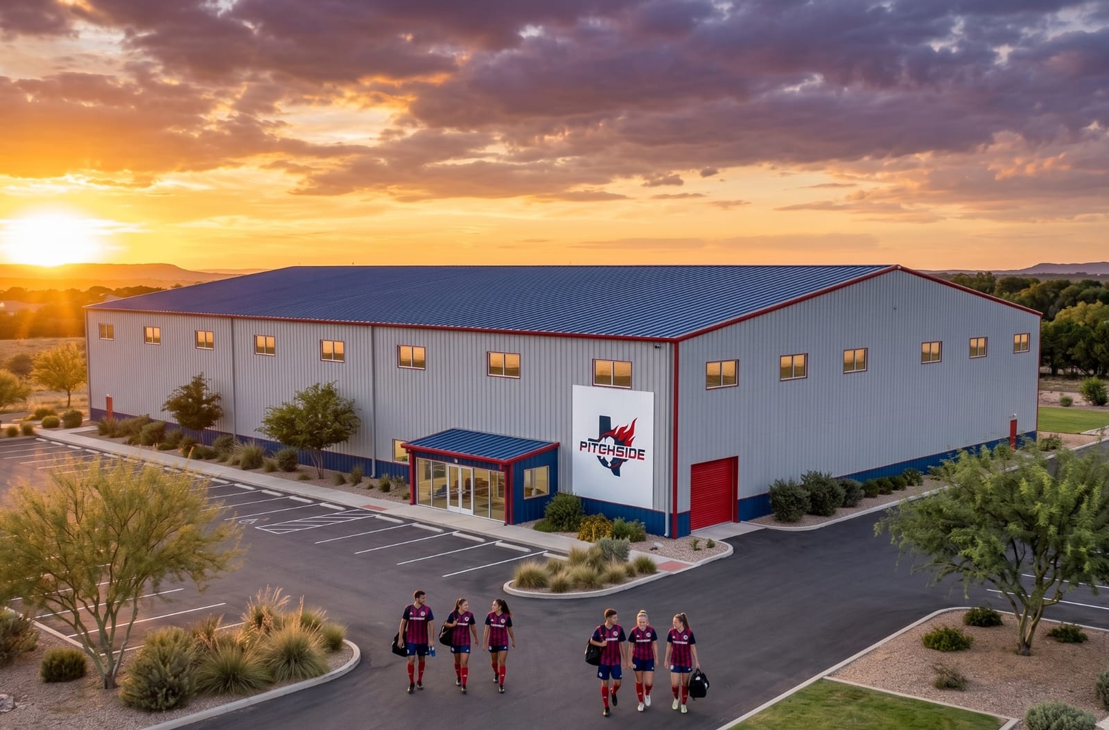 Rendering of the Pitchside facility at sunset