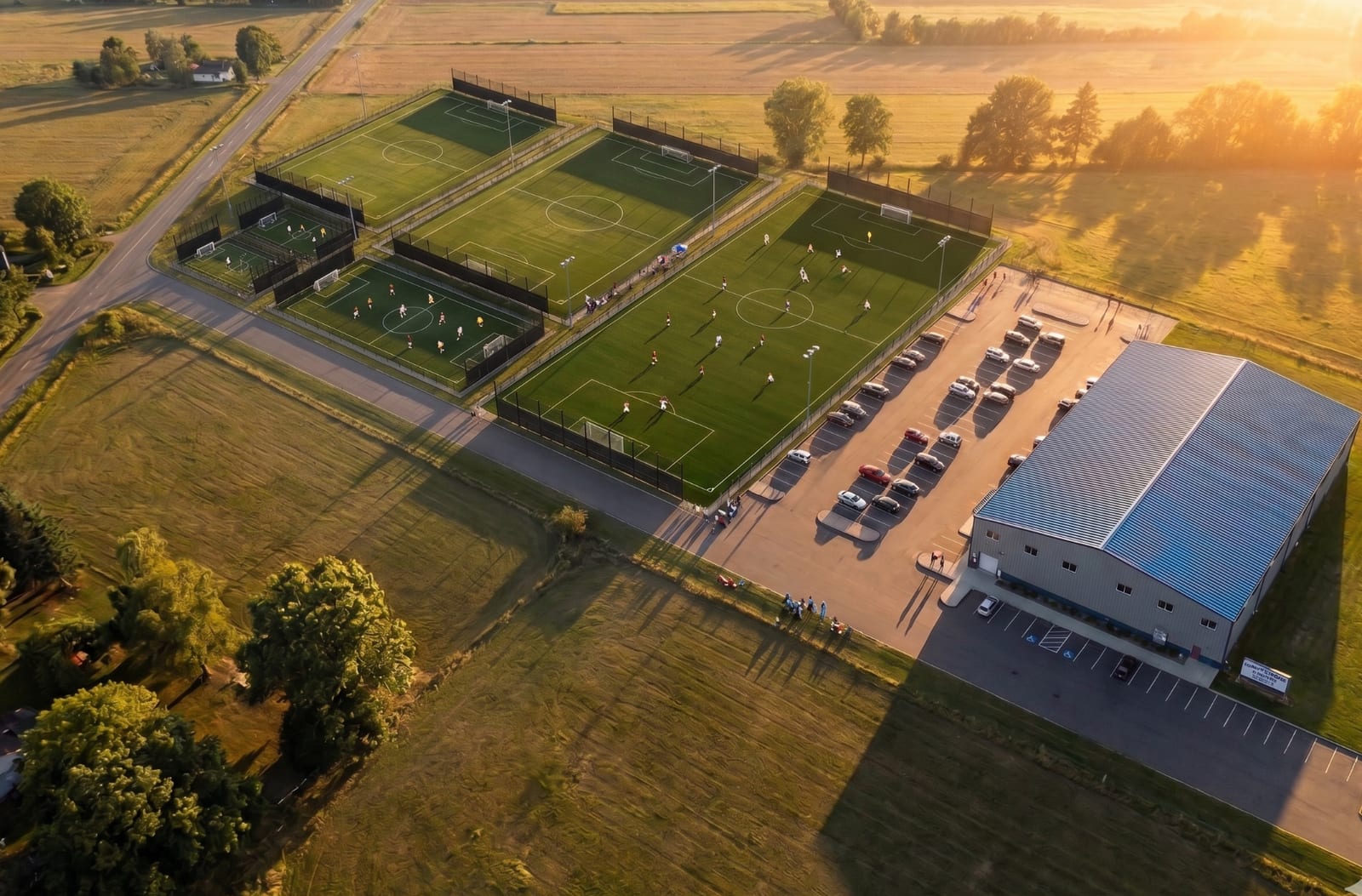 Aerial rendering of the Pitchside outdoor fields