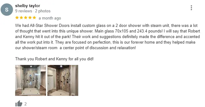 Frameless Shower Door 5 Star Review