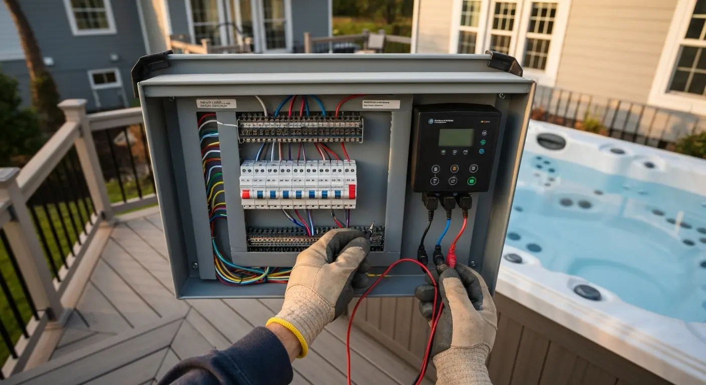 Electrical panel work on hot tub