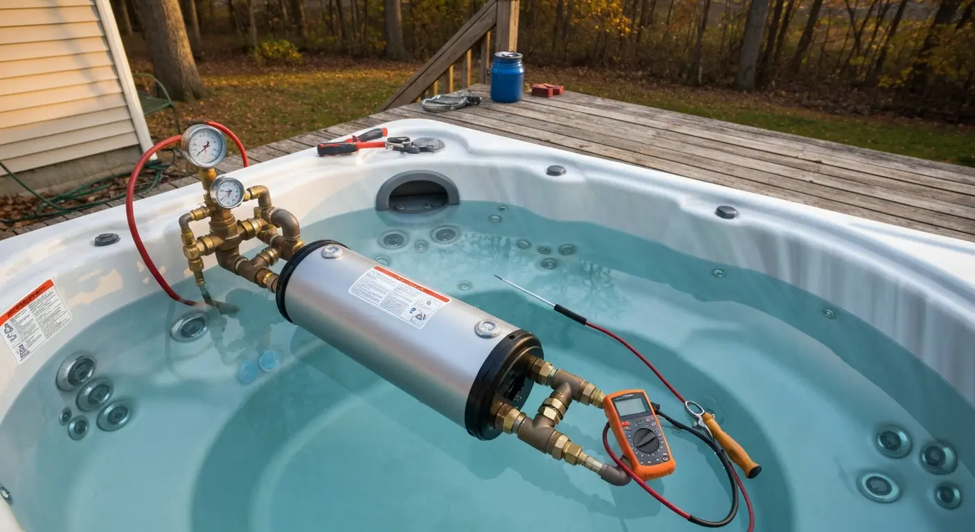 Hot tub heater repair technician