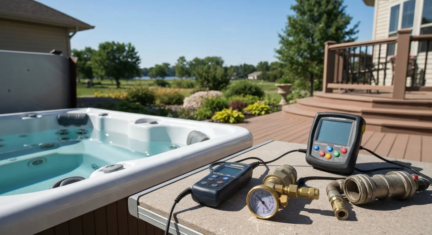 Hot tub leak detection inspection