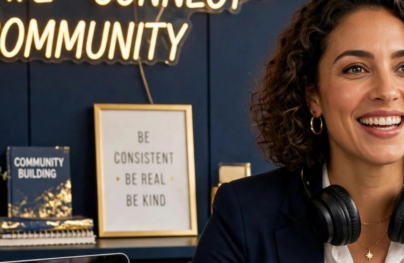 Business content creator speaking into a podcast microphone