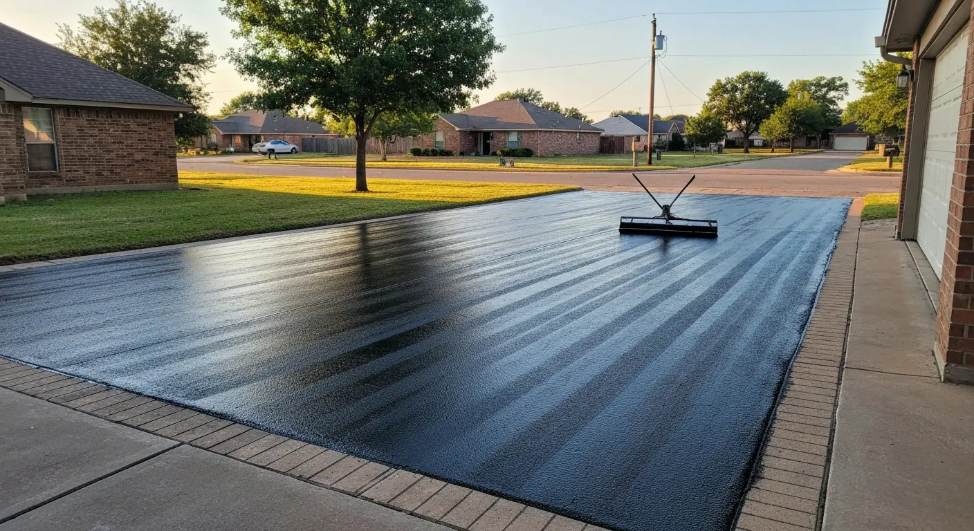 Asphalt sealcoating application