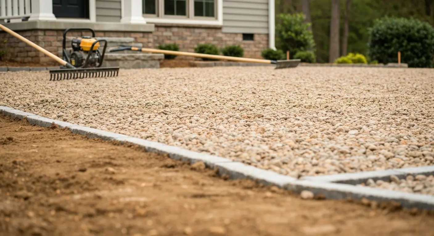 Rock driveway installation