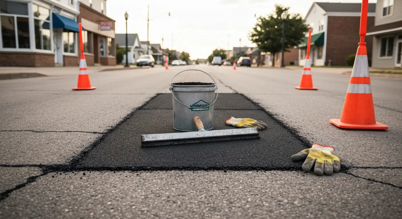 Pothole and crack repair work