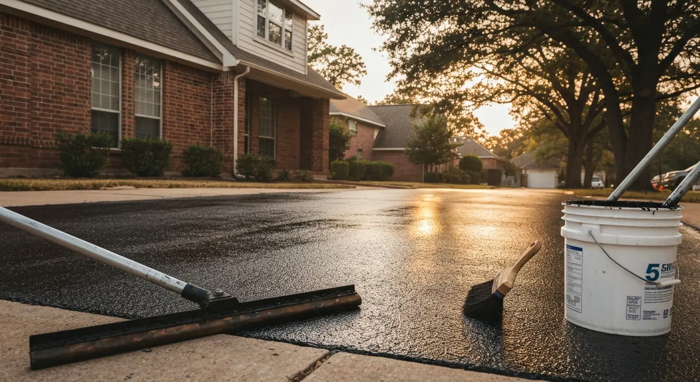 Sealcoat application on driveway