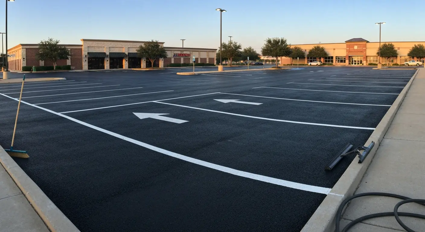 Commercial parking lot sealcoating