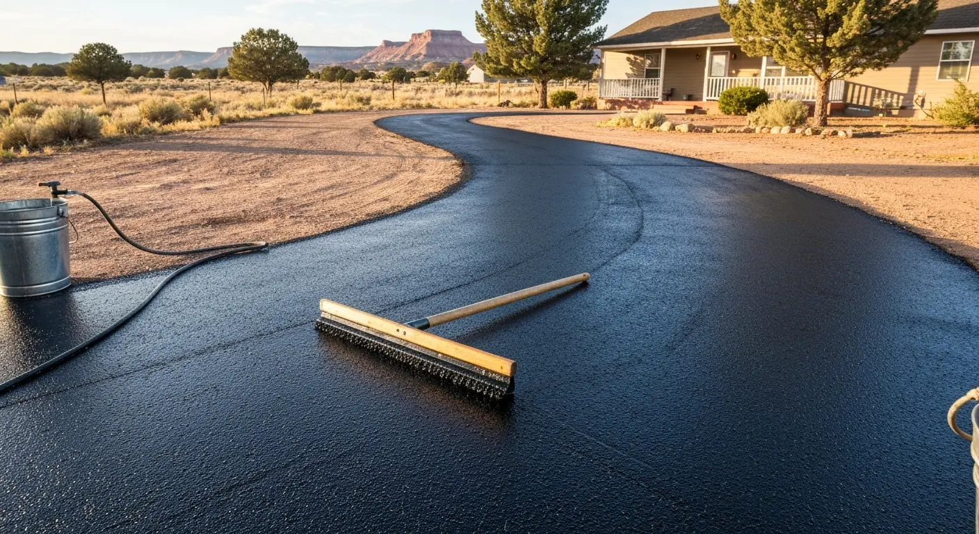 Asphalt sealcoating application