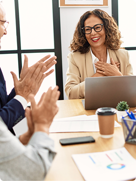 Woman smiling while presenting