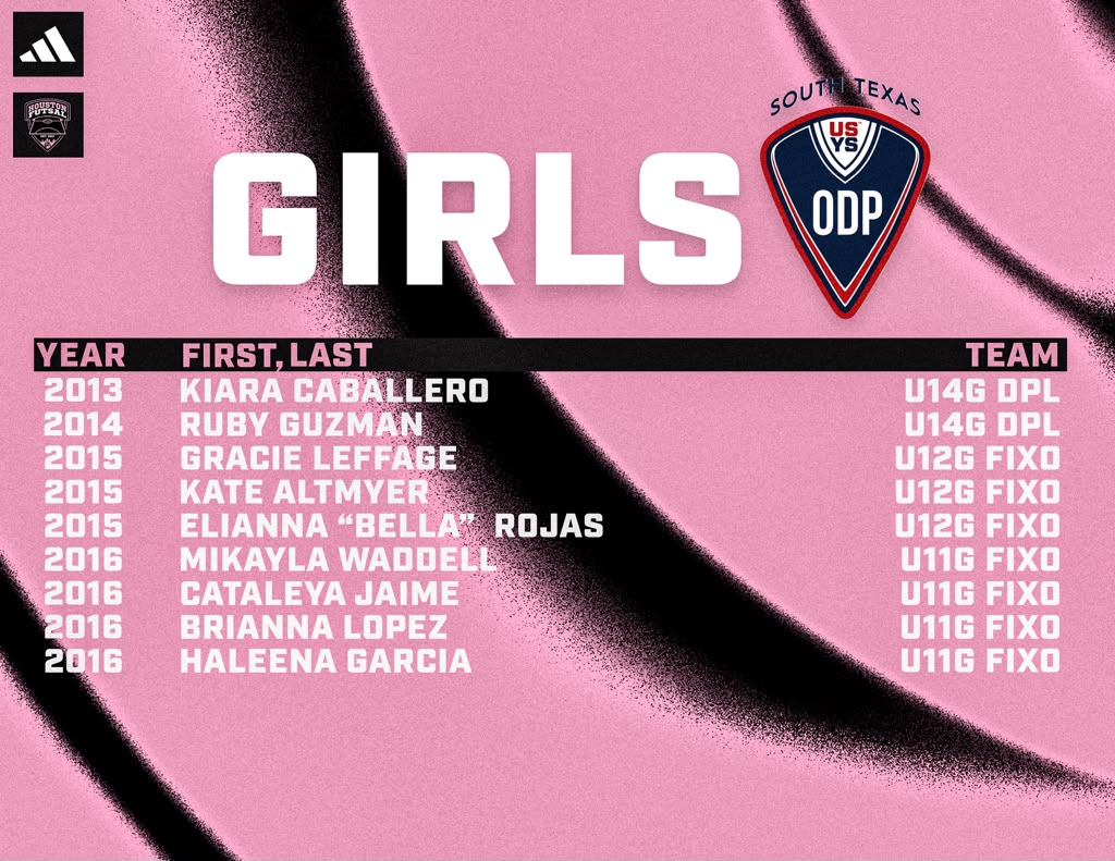 Girls selected for the South Texas ODP Training Pool