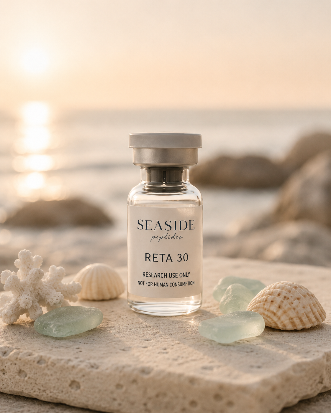 RETA 30 MG research vial with clear liquid
