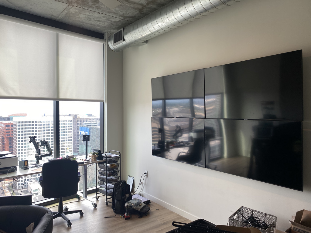 TV mounted on wall