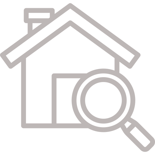 roof inspection icon with magnifying glass