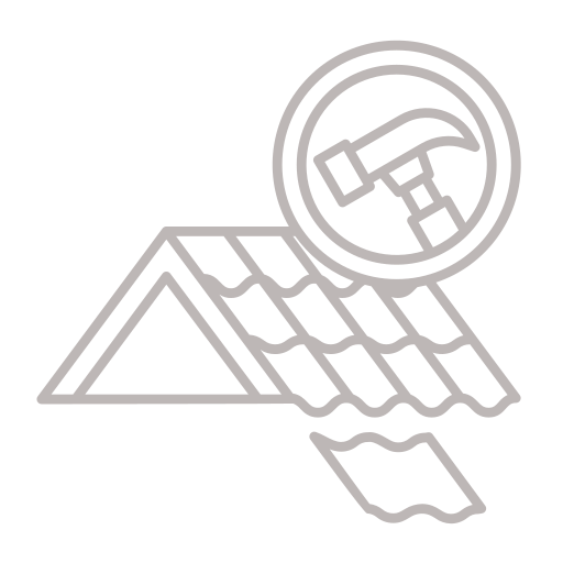 Roof repair icon showing tools and shingles