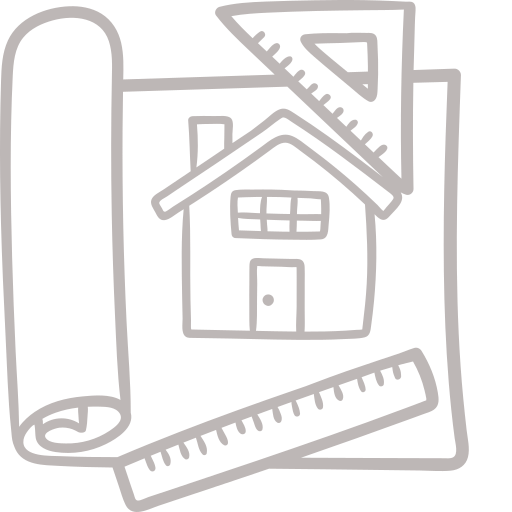 New construction icon with house frame and tools
