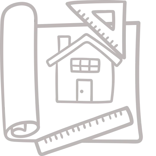 New construction icon with house frame and tools