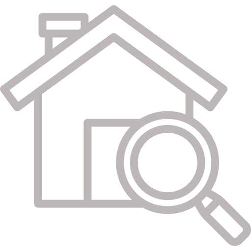 roof inspection icon with magnifying glass