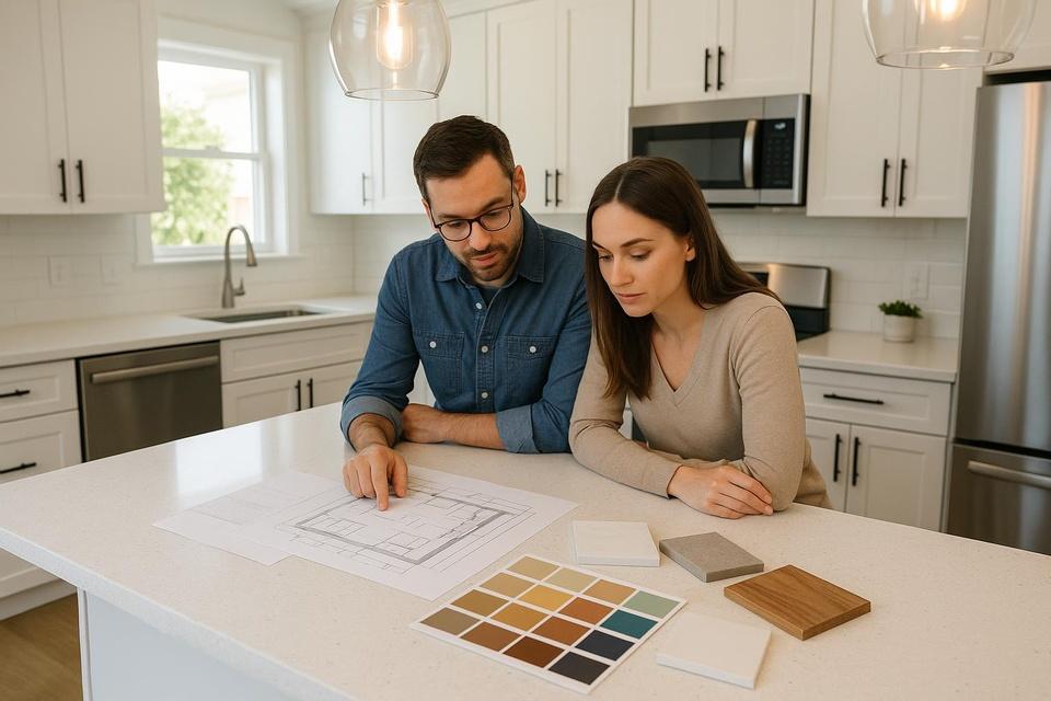 Homeowners planning a home renovation using home equity