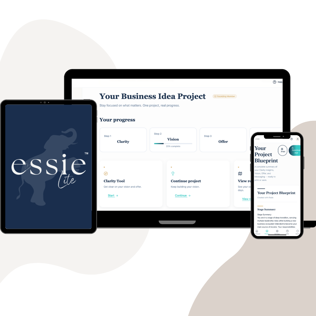 EssieLite Business Strategist - Desktop, Tablet, and Mobile View