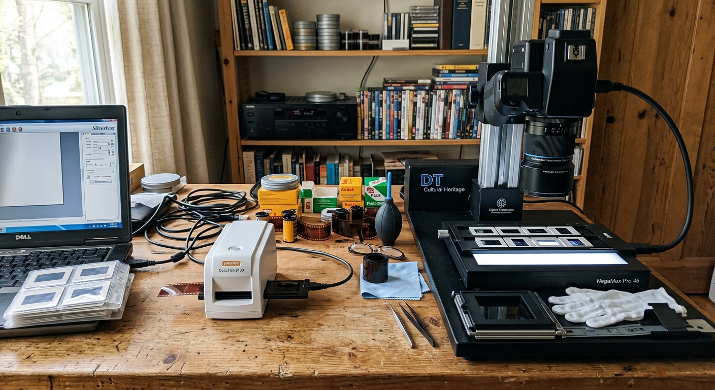 comparison of DIY slide scanner and professional scanning equipment