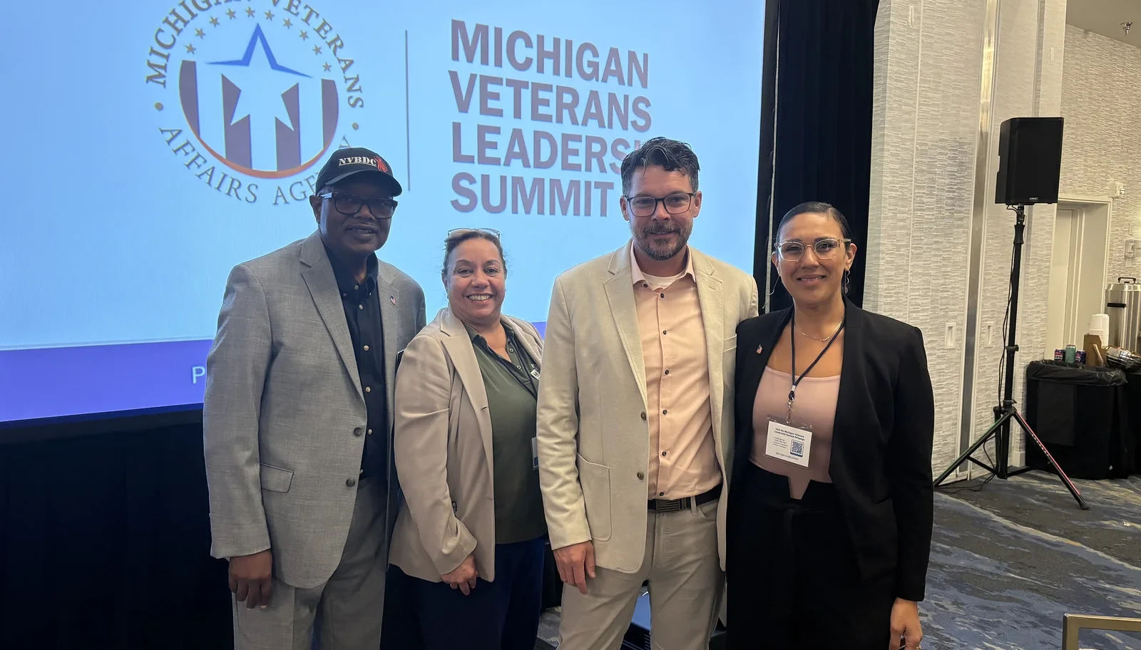 Suhey Fisher with fellow veteran leaders at the 2026 Michigan Veterans Leadership Summit