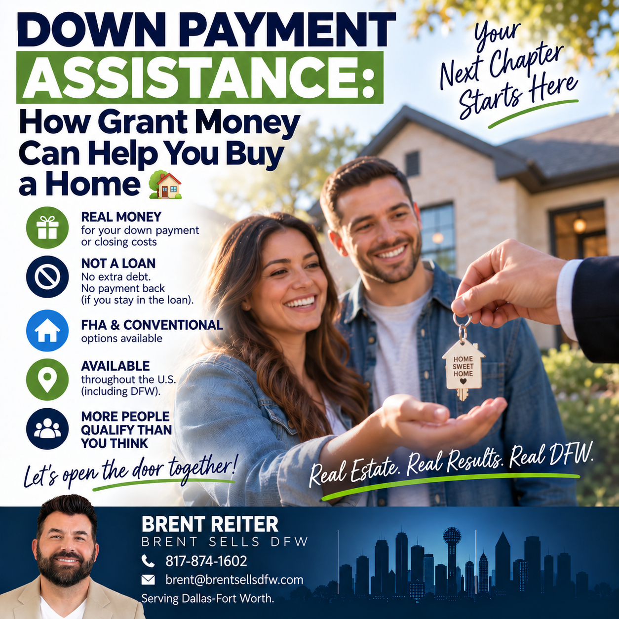 Down payment assistance grant money for buying a home in DFW