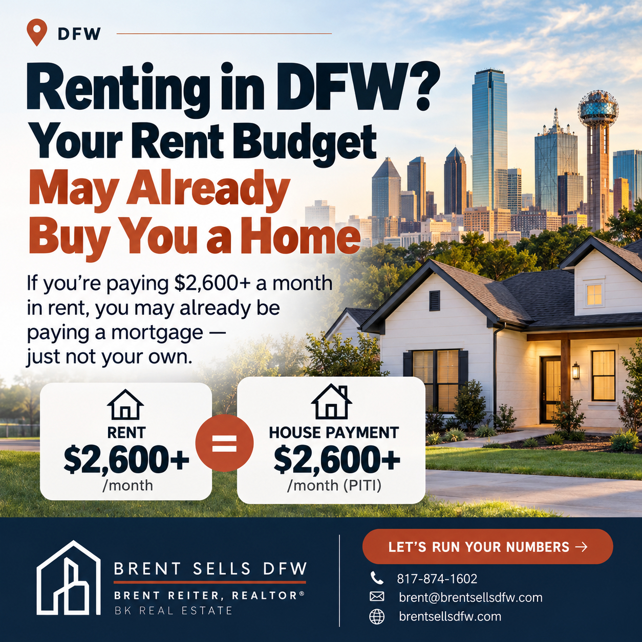 DFW rent budget vs. house payment comparison