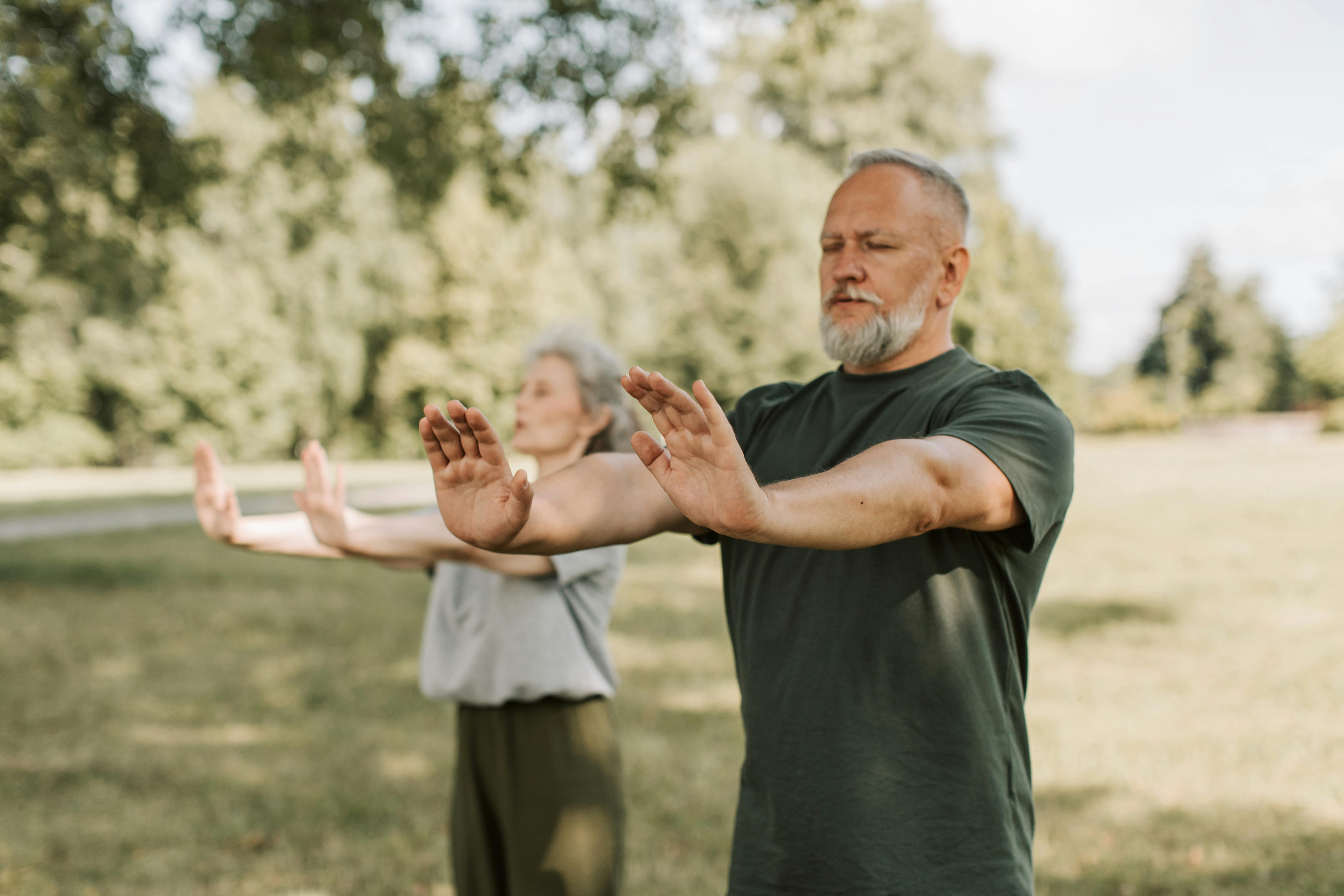 Senior Couple Doing Yoga