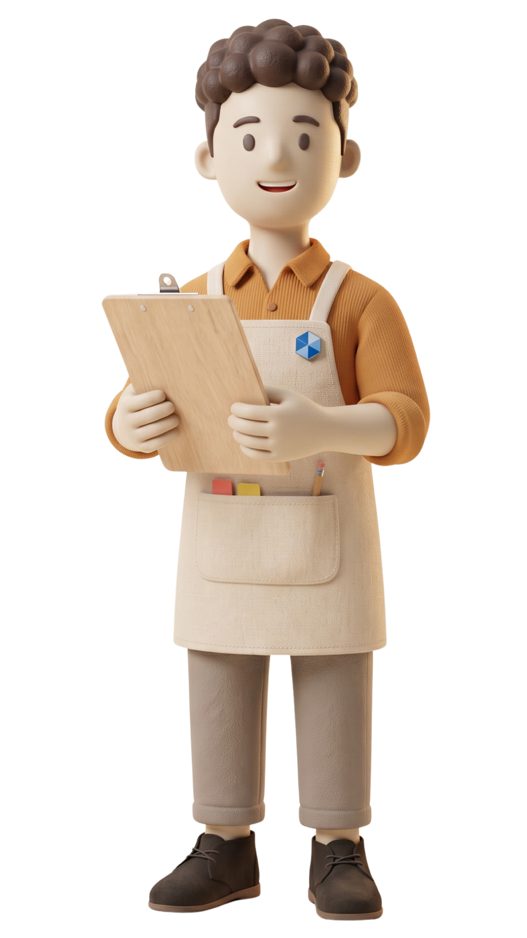Piper — Organizer & Questionnaire Specialist, holding a clipboard