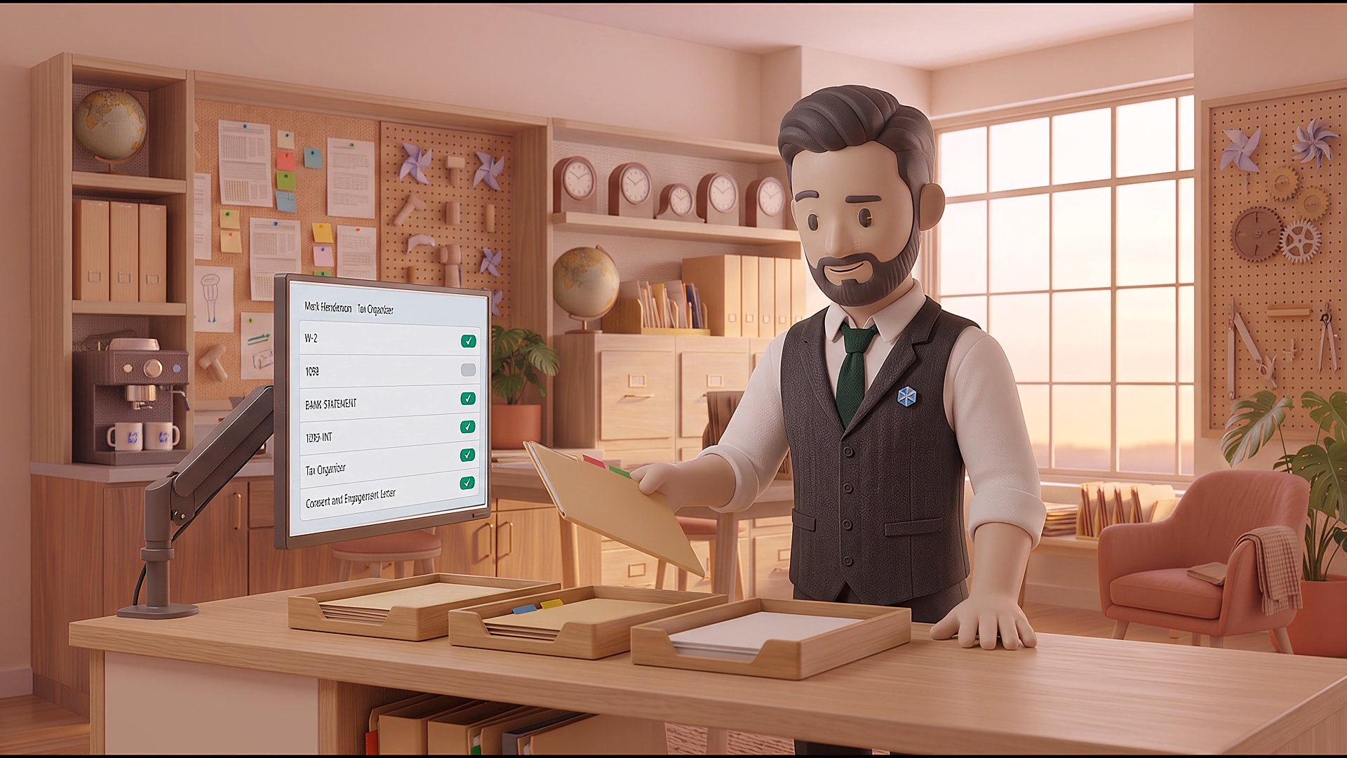 Tax professional working from an organized, ready client file