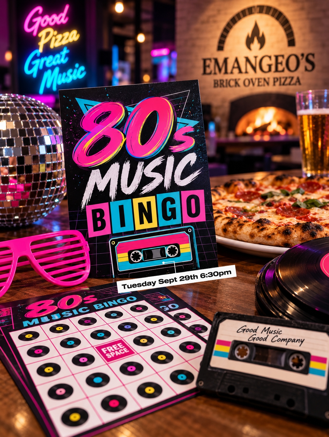 80's Music Bingo at Emangeo's Brick Oven Pizza, Jacksonville