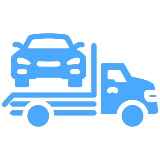 Blue car icon indicating vehicle repair or replacement service