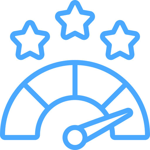 Blue warning triangle with white exclamation mark indicating caution or alert