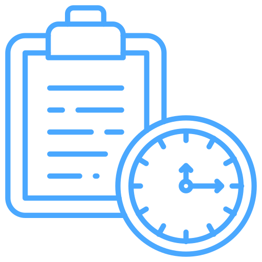 Blue document icon with checklist symbolizing paperwork or documentation